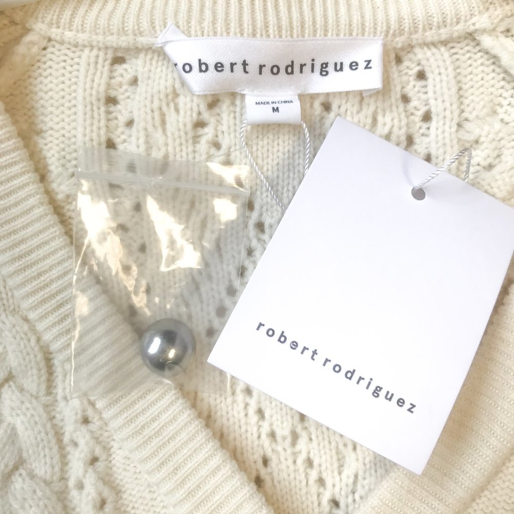 NWT M Cashmere Cable Cardigan Sweater Cream White - Picture 14 of 15